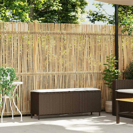 Tuinbank met kussen 110x30x40,5 cm poly rattan bruin 2