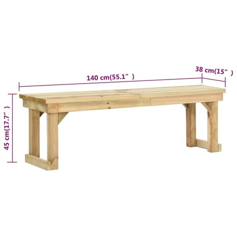 Tuinbank 140 cm geïmpregneerd grenenhout 6