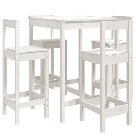 5-delige Barset massief grenenhout wit 2