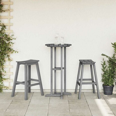 3-delige Tuinbarset HDPE lichtgrijs 4