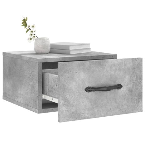 Nachtkastje wandgemonteerd 35x35x20 cm betongrijs 4