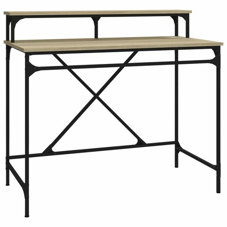 Bureau 100x50x90 cm bewerkt hout en ijzer sonoma eikenkleur 2