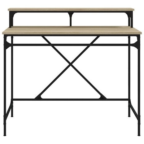 Bureau 100x50x90 cm bewerkt hout en ijzer sonoma eikenkleur 5