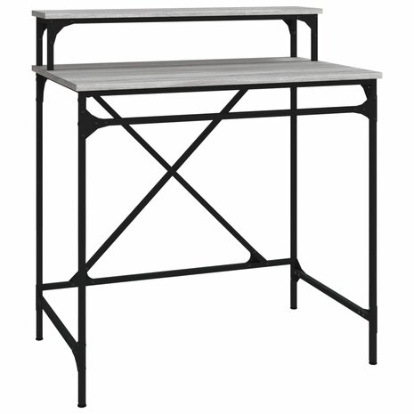 Bureau 80x50x90 cm bewerkt hout en ijzer grijs sonoma eiken 2