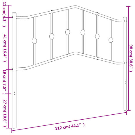 Hoofdbord 107 cm metaal zwart 6