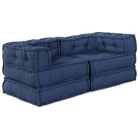Poef 2 st modulair stof indigo 1