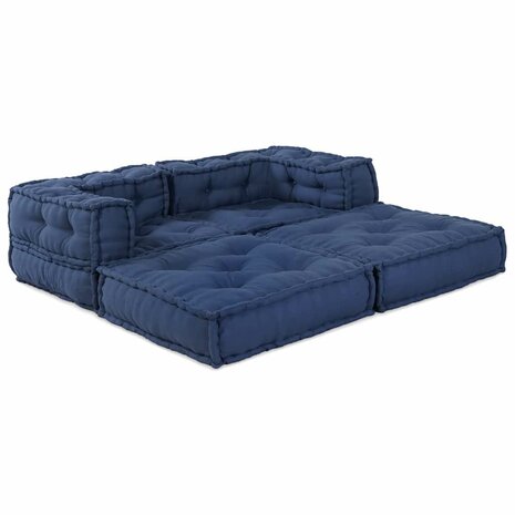 Poef 2 st modulair stof indigo 5