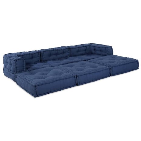Poef 3 st modulair stof indigo 7