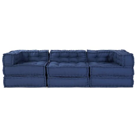 Poef 3 st modulair stof indigo 8