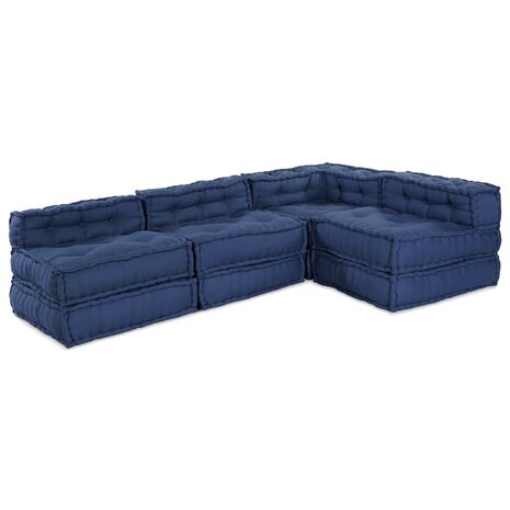 Poef 4 st modulair stof indigo 1