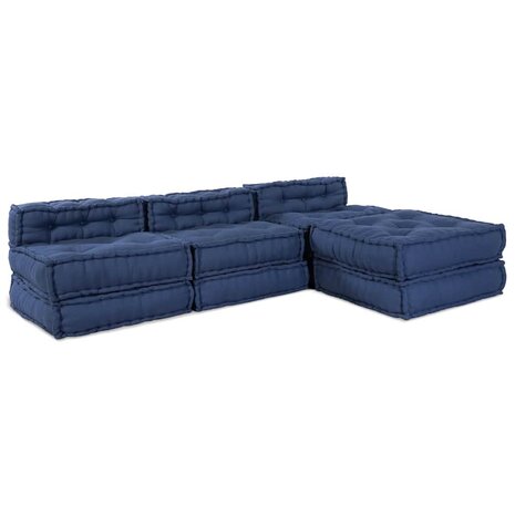 Poef 4 st modulair stof indigo 1