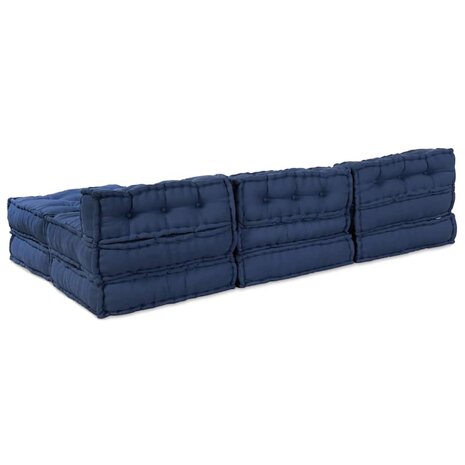 Poef 4 st modulair stof indigo 7