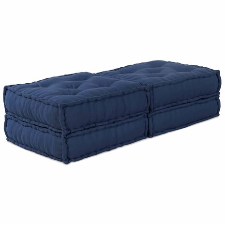 Poef 2 st modulair stof indigo 1