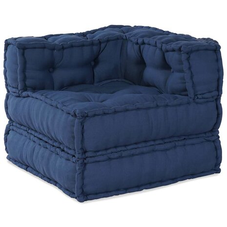 Poef modulair 70x70x54 cm stof indigo 6