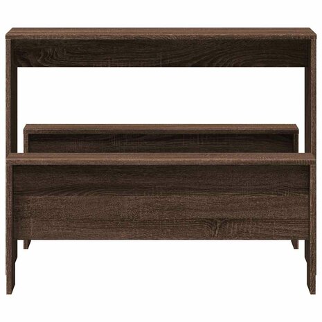 3-delige Eettafel en bankenset bewerkt hout bruin eikenkleur 4