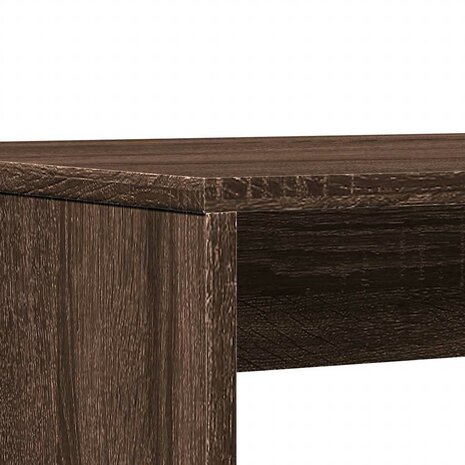 3-delige Eettafel en bankenset bewerkt hout bruin eikenkleur 8