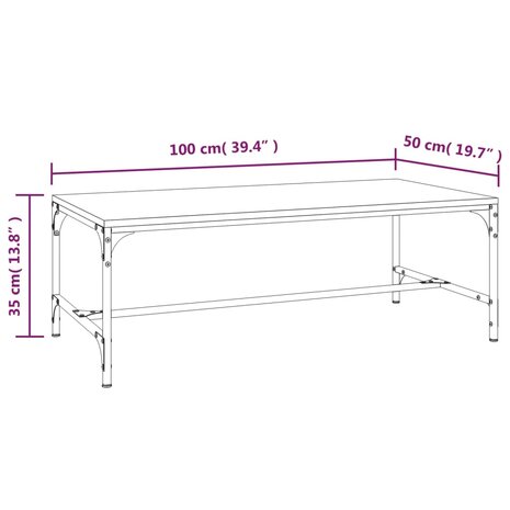 Salontafel 100x50x35 cm bewerkt hout gerookt eikenkleurig 8