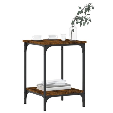 Salontafel 40x40x55 cm bewerkt hout gerookt eikenkleurig 3