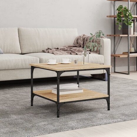 Salontafel 55x55x40 cm bewerkt hout sonoma eikenkleurig 1