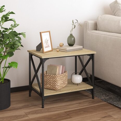 Bijzettafel 55x38x45 cm bewerkt hout sonoma eikenkleurig 1