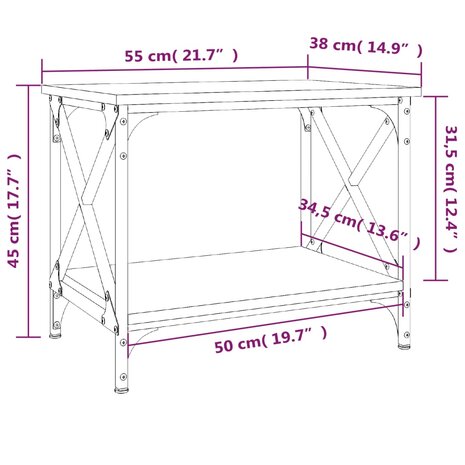 Bijzettafel 55x38x45 cm bewerkt hout sonoma eikenkleurig 8