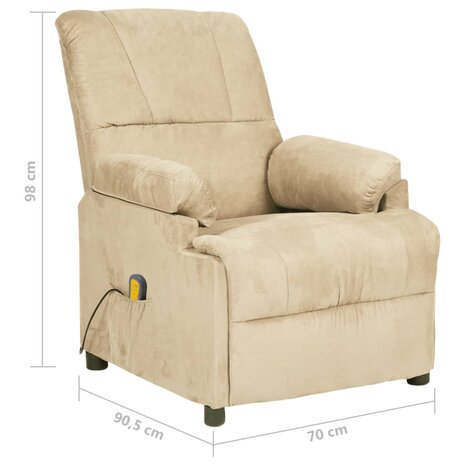 Massagestoel microvezelstof crèmekleurig 8