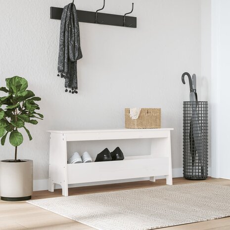 Halbankje 100x28x45 cm massief grenenhout wit 1