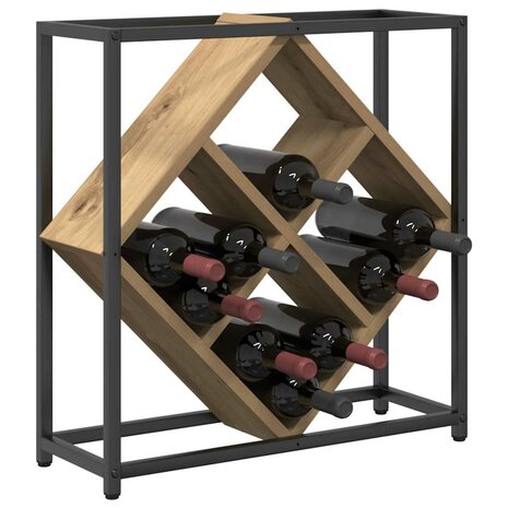 Wijnrek artisanaal eikenkleurig 51 x 18 x 52.5 cm Bewerkt hout 3