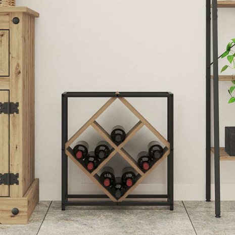Wijnrek artisanaal eikenkleurig 51 x 18 x 52.5 cm Bewerkt hout 4