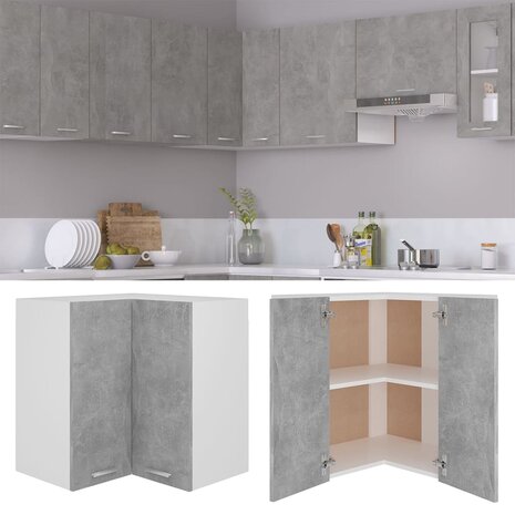 Hanghoekkast Lyon 57x57x60 cm bewerkt hout betongrijs 2
