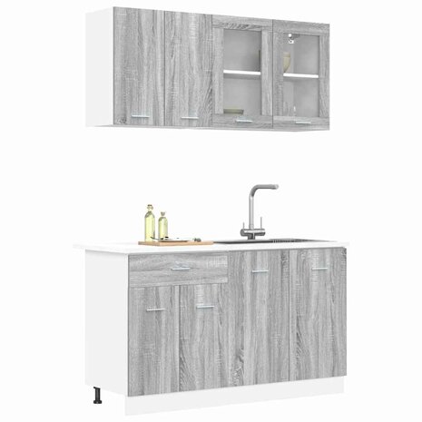 Keukenkastenset met lade 4 pcs Grijs sonoma 140 x 46 x 81.5 cm 3