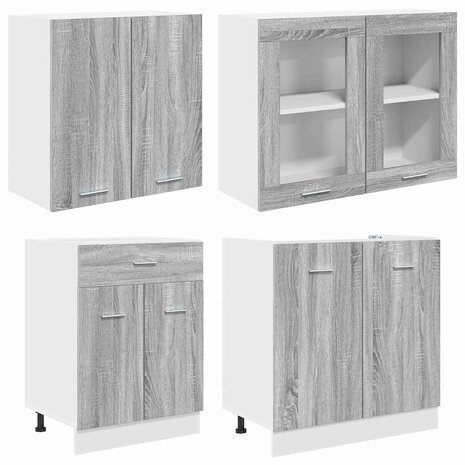 Keukenkastenset met lade 4 pcs Grijs sonoma 140 x 46 x 81.5 cm 4