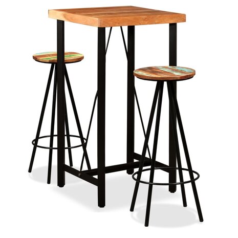 3-delige Barset massief acaciahout en gerecycled hout 1
