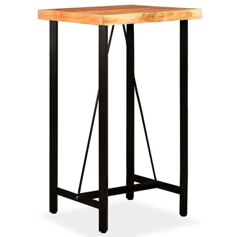 3-delige Barset massief acaciahout, echt leer en canvas 7