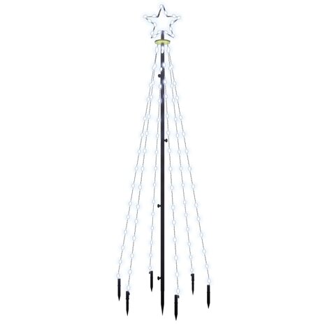 Kerstboom met grondpin 108 LED&apos;s koudwit 180 cm 2