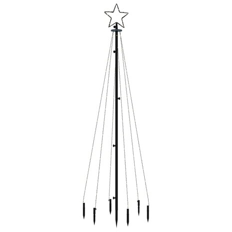 Kerstboom met grondpin 108 LED&apos;s koudwit 180 cm 3