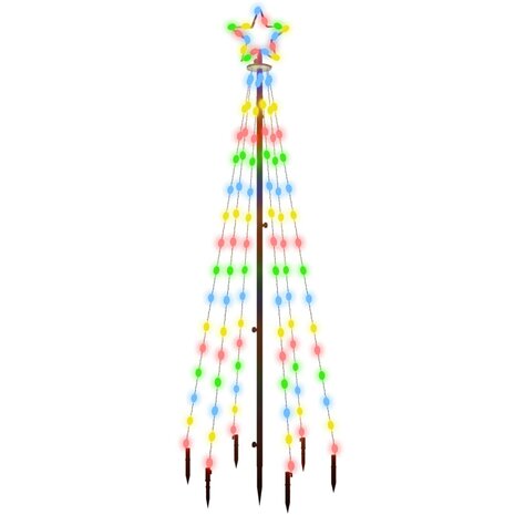 Kerstboom met grondpin 108 LED&apos;s meerkleurig 180 cm 2