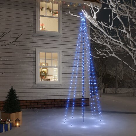 Kerstboom met grondpin 310 LED&apos;s blauw 300 cm 1