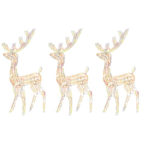 Kerstversiering rendier 3 st meerkleurig 120 cm acryl 2
