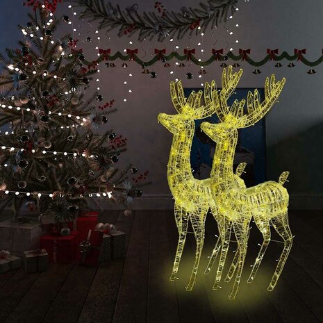 Kerstdecoratie rendier XXL 2 st 250 LED&apos;s warmwit 180 cm acryl 1