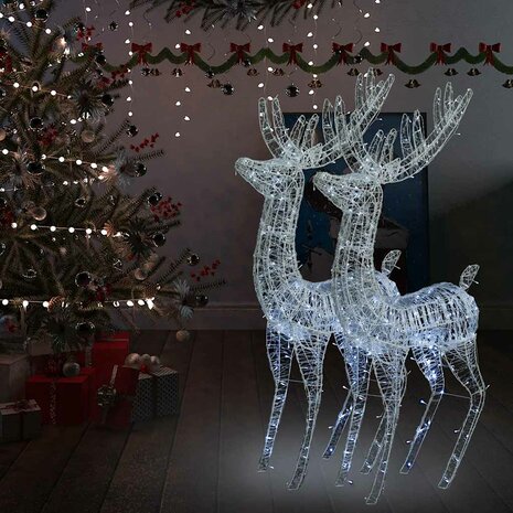 Kerstdecoratie rendier XXL 2 st 250 LED&apos;s warmwit 180 cm acryl 1