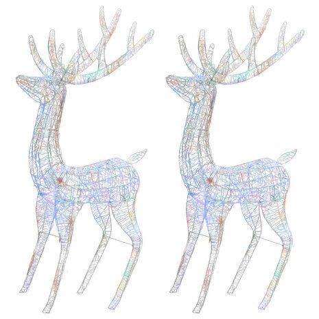 Kerstdecoratie rendier XXL 2 st 250 LED meerkleurig 180cm acryl 3