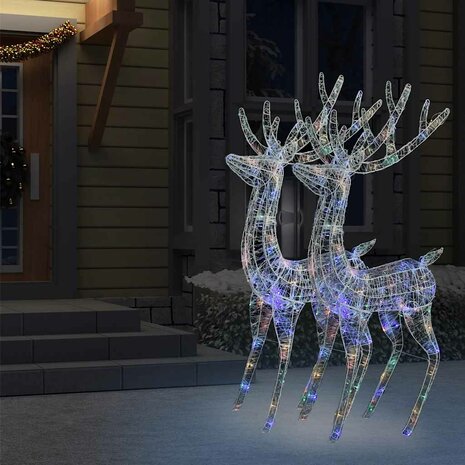 Kerstdecoratie rendier XXL 2 st 250 LED meerkleurig 180cm acryl 5