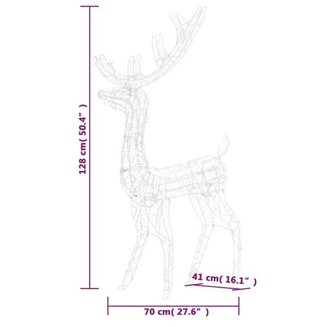 Kerstversiering rendier 140 LED&apos;s 120 cm acryl warmwit 8