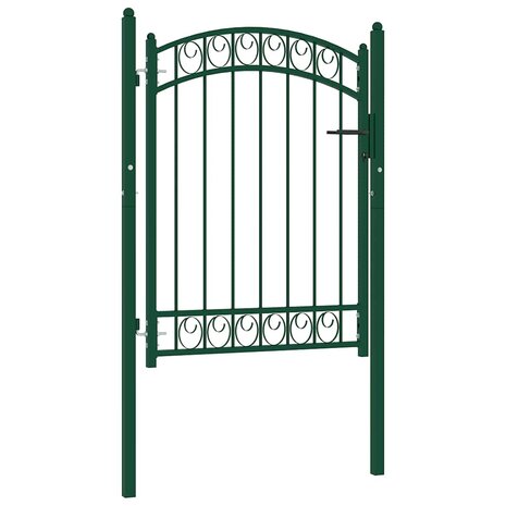 Poort met gebogen bovenkant 100x125 cm staal groen 1