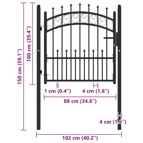 Poort met speerpunten 100x100 cm staal zwart 5