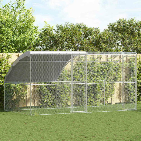 Kippenhok Zilver 400 x 200 x 198.5 cm Gegalvaniseerd staal 1