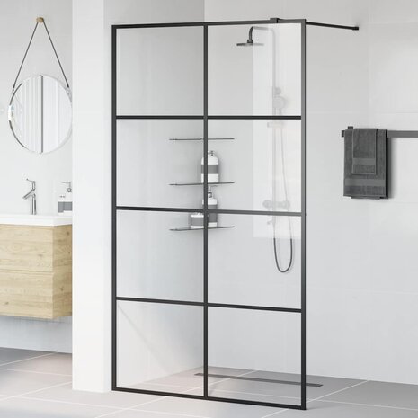 Inloopdouchewand 115x195 cm ESG-glas transparant en zwart 3