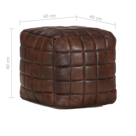 Poef 40x40x40 cm echt geitenleer donkerbruin 4