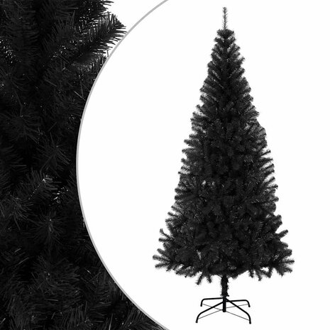 Kunstkerstboom met standaard 180 cm PVC zwart 1